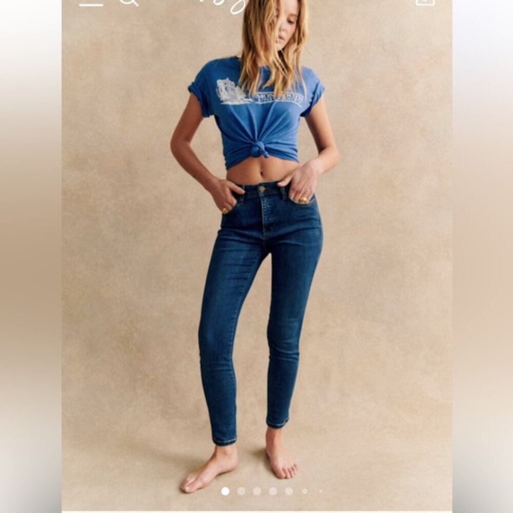 Sezane Slim Parfait Jeans in Blue Sz 29 Long